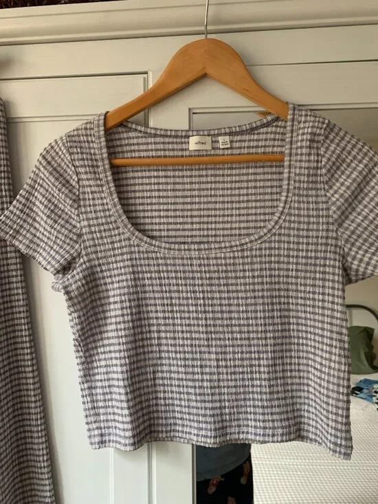 Aritzia Verona Pants Matching Set lilac gingham Size M - Picture 5 of 7